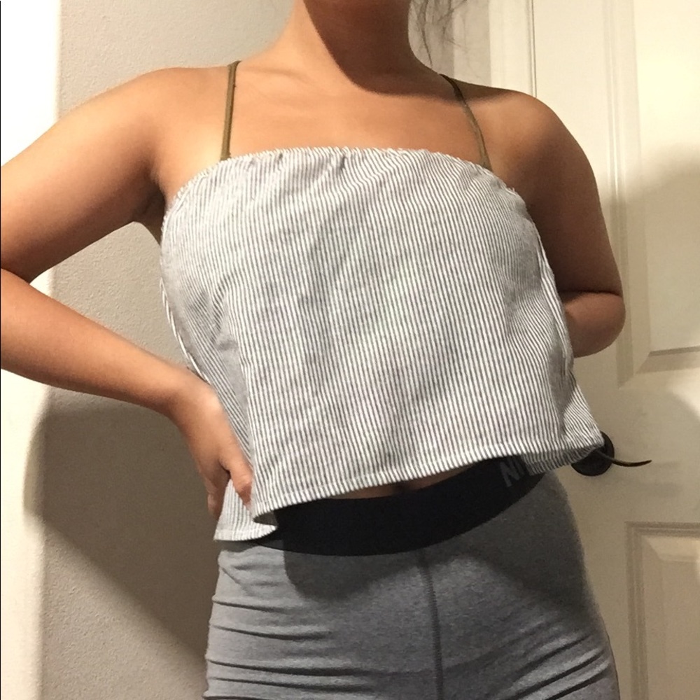Grey/White Stripped Tube Top
